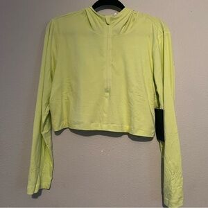 90 Degree by Reflex hooded cropped yellow workout top